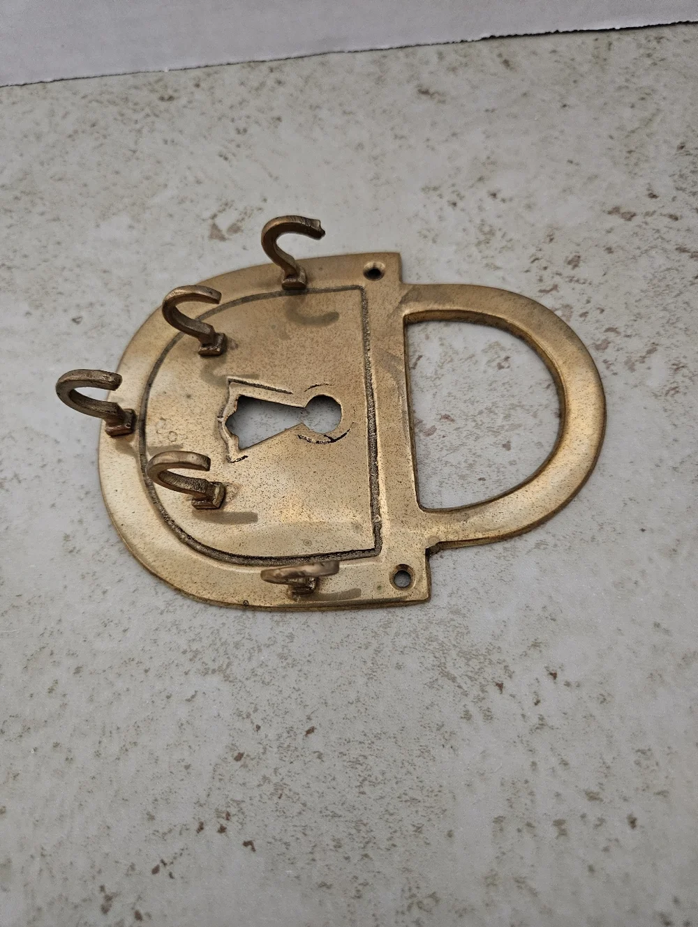 Vintage Brass Padlock Shaped Wall Key Holder Organizer Decor 5 Hooks